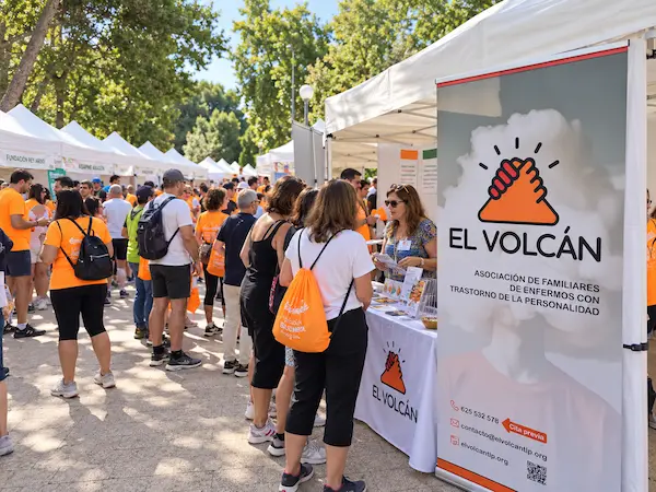 Stand de El Volcán en la jornada de salud mental en Zaragoza